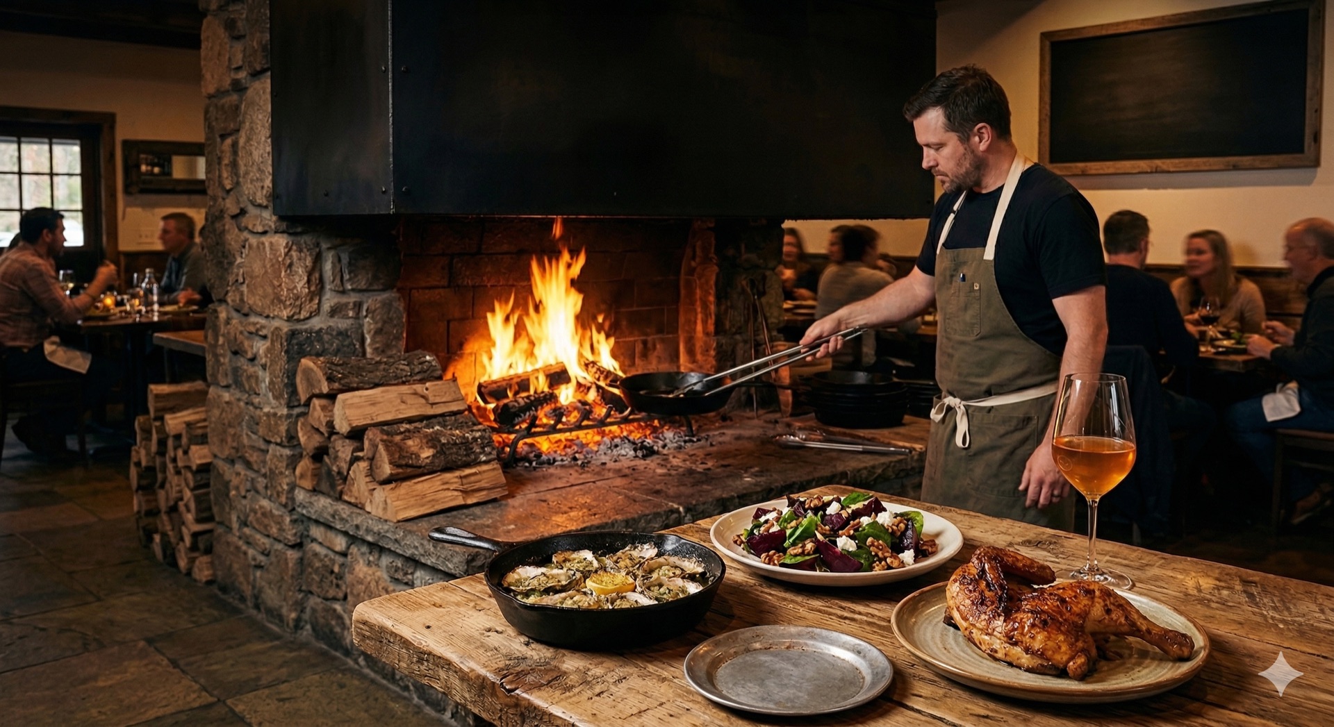 Oak and Ember restaurant — wood-fire kitchen